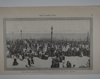 The Sunday Afternoon Crowds on the Beach at Coney Island - August 27, 1904