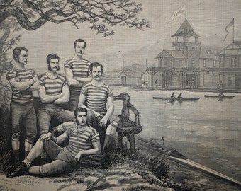 The Columbia College Boat Crew, Original Woodblock Print From A Photograph By Alman. Frank Leslie’s Illustrated Newspaper, May 18, 1878.