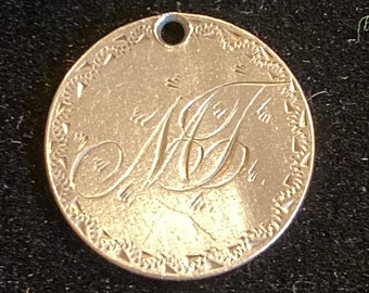 Love/Friendship token/charm 1887 Dime engraved with “MT”