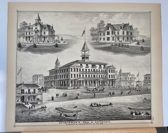 Original 1878 print of Lavallette City, By The Sea