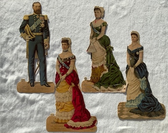 Rare Antique set of Victorian German-made die-cuts of the Royal Family