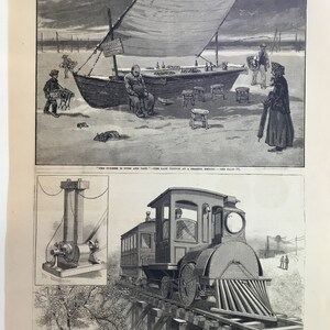 New Jersey- Edison's Electric Railway en Menlo Park-The Engine & The Generator, Frank Leslie Illust. Periódico, 30 de septiembre de 1882, 11x16in.
