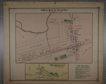 Vintage Map of White House Station and Readington, New Jersey 1873