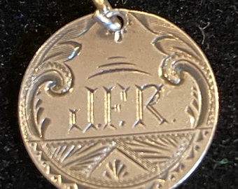 Love/Friendship token/charm 1857 Half-dime engraved “JFR”