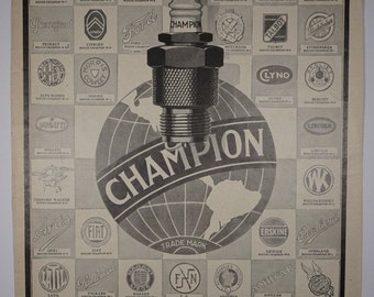 Champion Spark Plugs Advertisement 1927