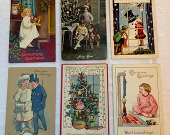 Set of 6 Antique Christmas Postcards - Early 1900’s