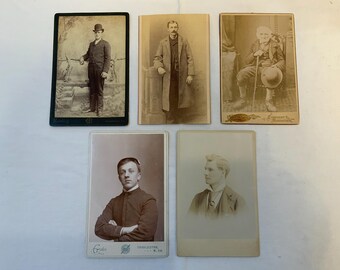 This offering is 5 antique Cabinet Cards from the 1800’s of Men in very good to excellent condition.