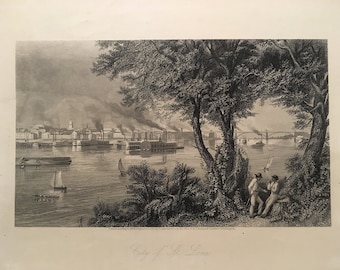 St. Louis River Scene, vintage, 1873, 8.5 x 12 inches, United States