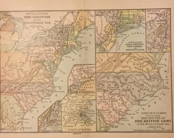 Map to Illustrate The Colonies and the Revolutionary War/Route of British Army 1880, 8x9 inches