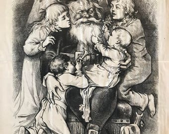 Merry Christmas Print By Thomas Nast, January 4, 1879 Harpers Weekly