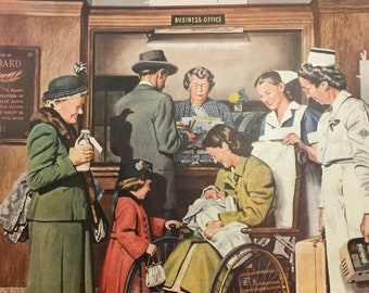 Original The Saturday Evening Post Cover "Leaving The Hospital" October 22, 1949 by Stevan Dohanos 10.75 x 13 inches, Good Condition!