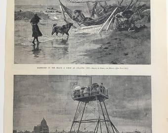 Hammocks on the Beach-A Scene at Atlantic City and The Sea Spider or Ocen Tricycle by Schell and Hogan August 25, 1888 Harpers Weekly