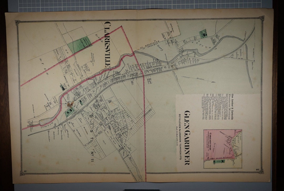 Original 1873 Map of Glen Gardner and Clarksville, New Jersey Etsy