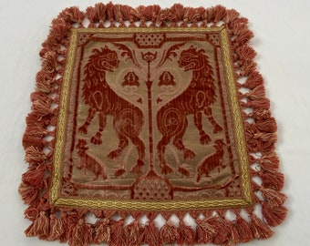 Wonderful Venetian Lion Silk and Velvet Pillow Case by Bevilaqua