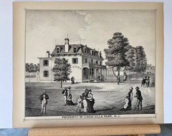 Original 1878 print of Villa Park -Spring Lake, New Jersey