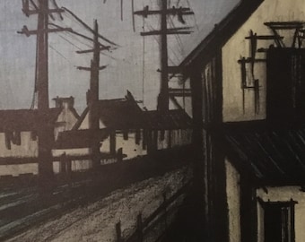 The Village Road Original Lithograph by Bernard Buffet, 1968, 9.5x12.25 inches, Catalogue Compiled by Fernand Mourlot, Great Condition!