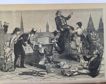 NY-A Tropical Night in The Metropolis-A Stay at Home Club Enjoying A House Top Siesta, Sept 14, 1878, Frank Leslie Ill Newspaper, 11x16in.