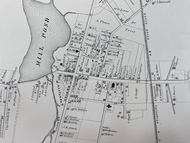Original 1878 Map of Tuckerton New Jersey Etsy