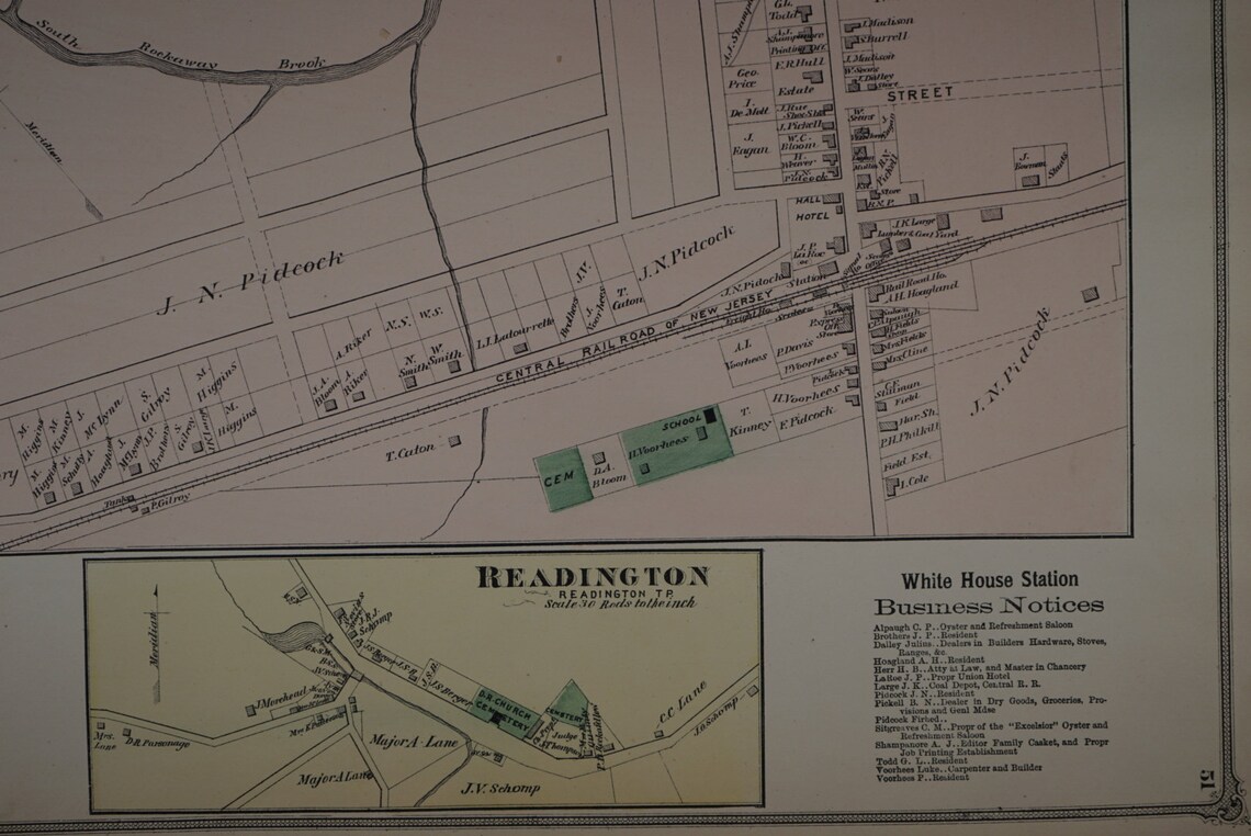 Vintage Map of White House Station and Readington New Jersey Etsy