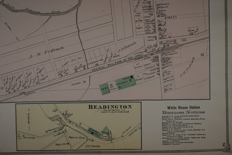 Vintage Map of White House Station and Readington New Jersey Etsy UK