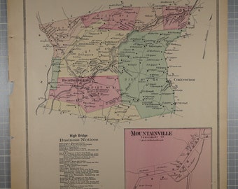 Vintage 1873 map of High Bridge and Mountainville, NJ