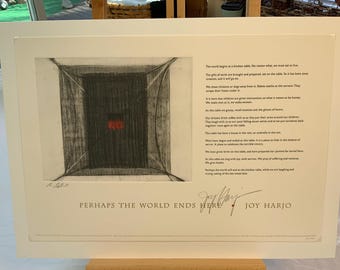 Joy Harjo Broadsheet “Perhaps The World Ends Here” 2002