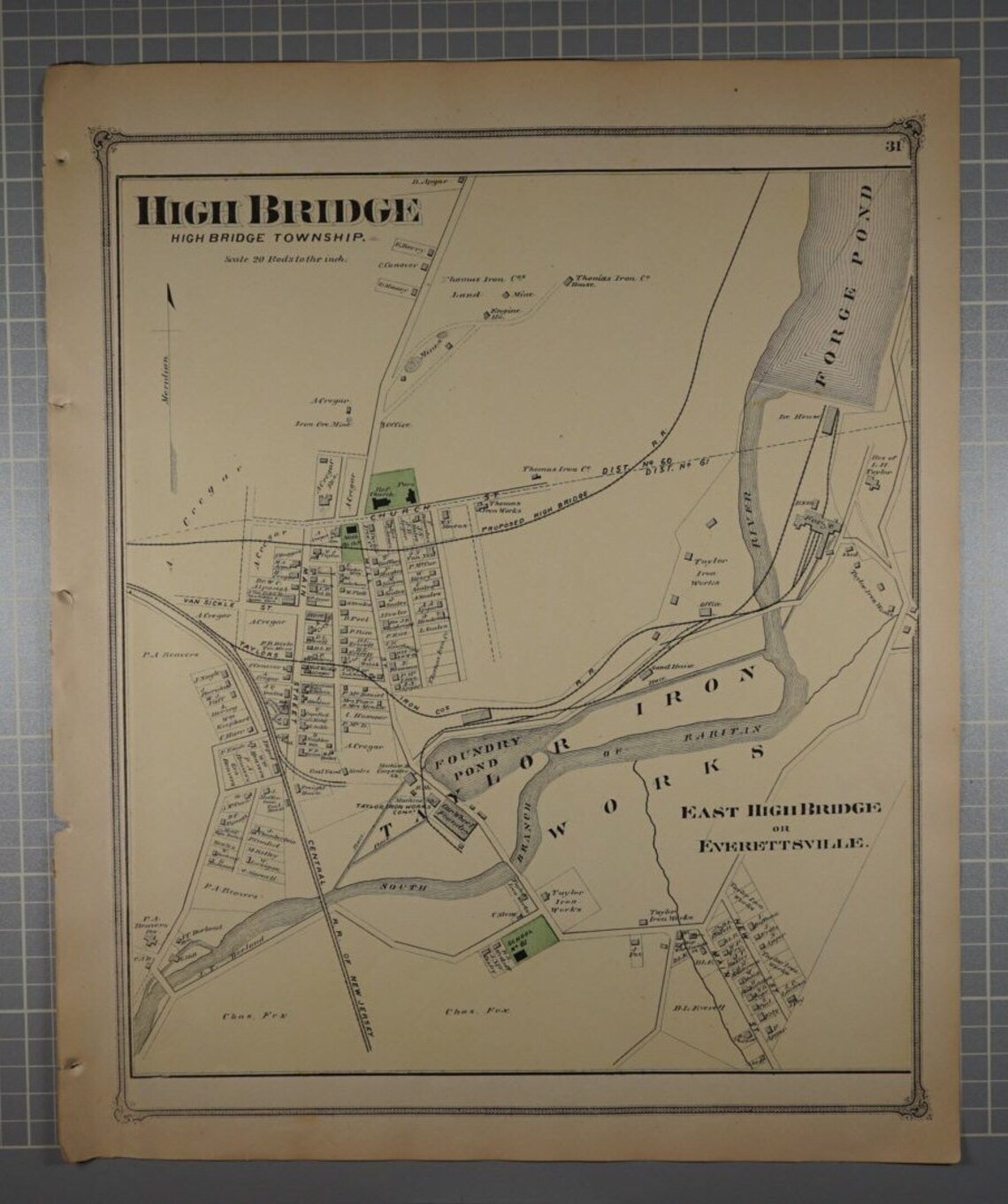 High Bridge MAP New Jersey 1873 Original Map Etsy