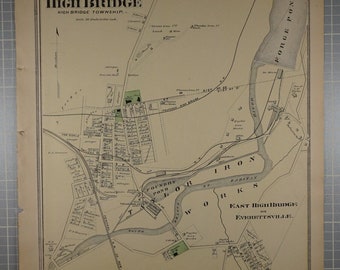 High Bridge MAP, New Jersey, 1873, Original Map