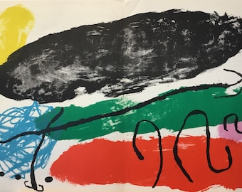 Joan Miró "Le Disque Rouge" Derrière Le Miroir #119 Galerie Maeght, Paris Mar/Apr 1960 Original Lithograph, 15x22in., Great Condition