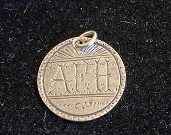 Love/Friendship token/charm vintage 1845 U.S. Half-dime monogrammed “AFH”