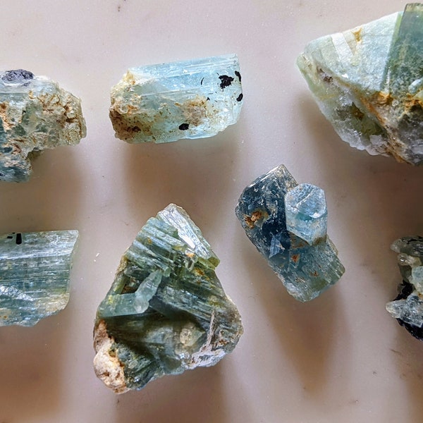 Aquamarine with black tourmaline inclusions, crystals, clusters, Erongo, Namibia, high grade beryl variety aquamarine with schorl specimens