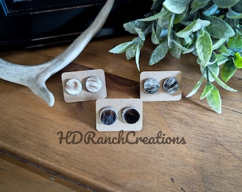 Cowhide Stud Earrings - Western Jewelry