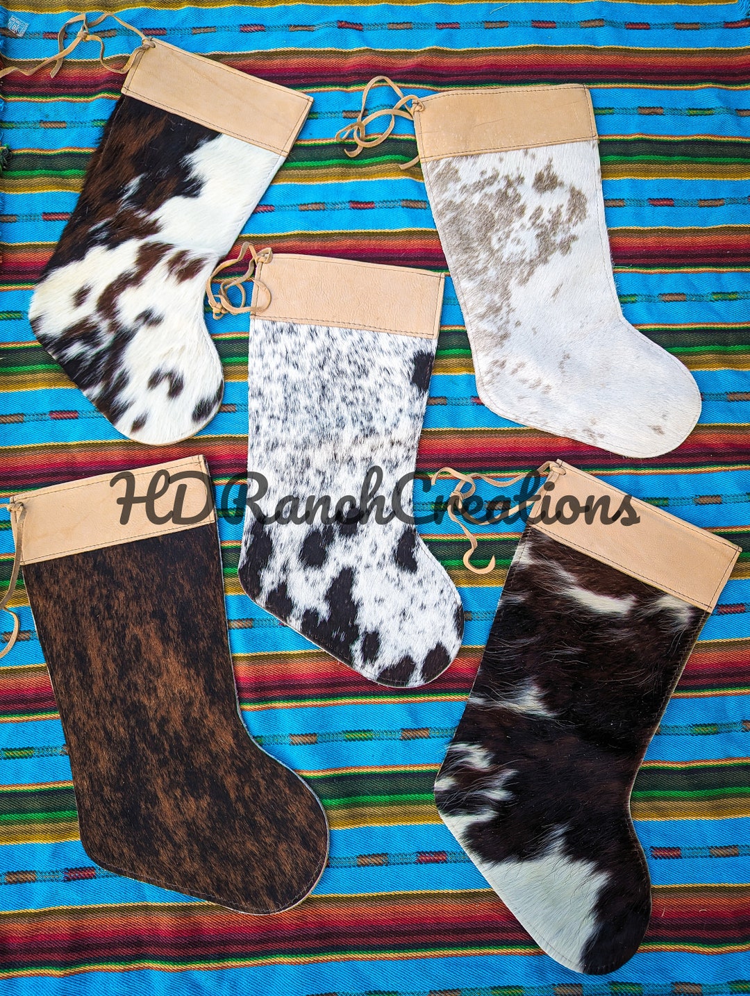 Cowhide Christmas Stockings Etsy