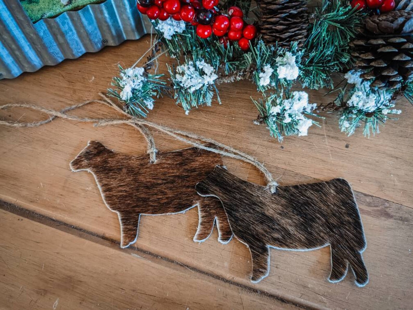 Cowhide Cow Christmas Ornaments Etsy