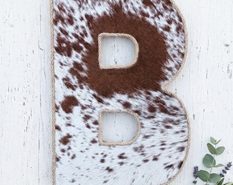 Cowhide Wooden Letter - Farmhouse Wall Decor