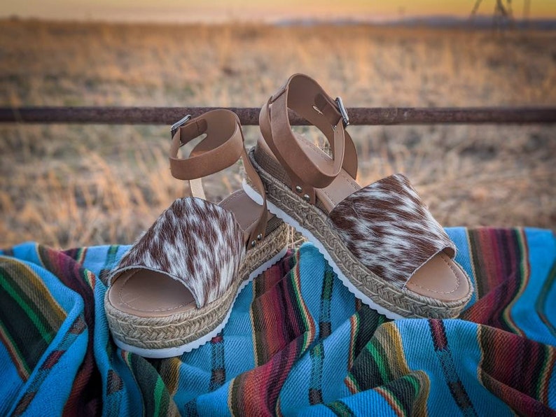 Cowhide Heels, Cowhide Wedges, Cowhide Platform Brown speckled