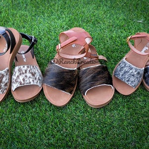 Cowhide Kid Sandals - Western slides
