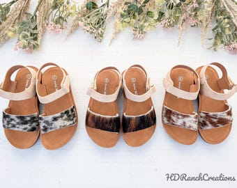 Cowhide Kid Sandals - Western slides