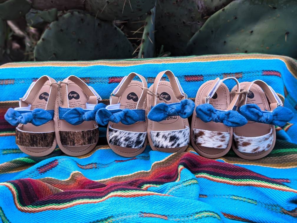 Cowhide Baby Sandals - Cowgirl Baby Shower