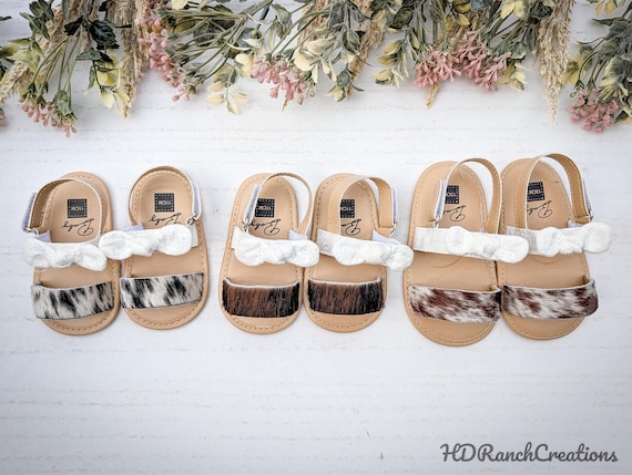 Cowhide Baby Sandals - Cowgirl Baby Shower