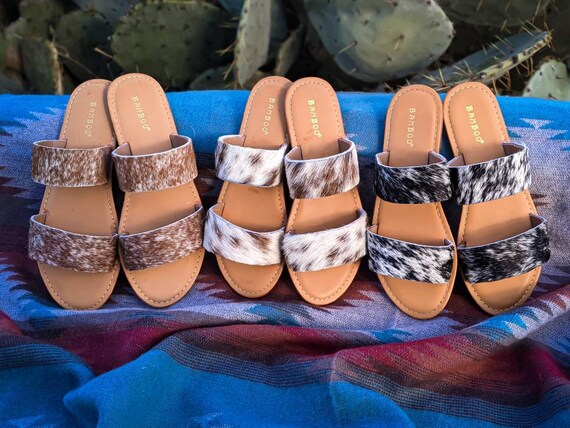 Schoenen damesschoenen Sandalen Slingbacks & Slides Cowhide Slide Sandals Western Slide Sandals 