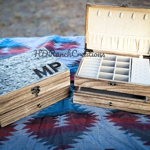 Cowhide Custom Jewelry Box - Wooden Box