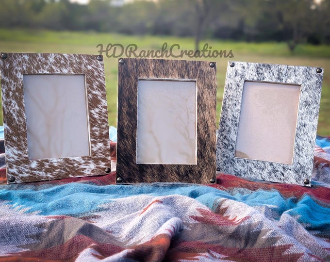 Cowhide Wooden Photo Frames - Etsy