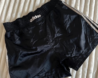 Vintage Adidas Shorts Black Spell Out Size M 90s Running Football