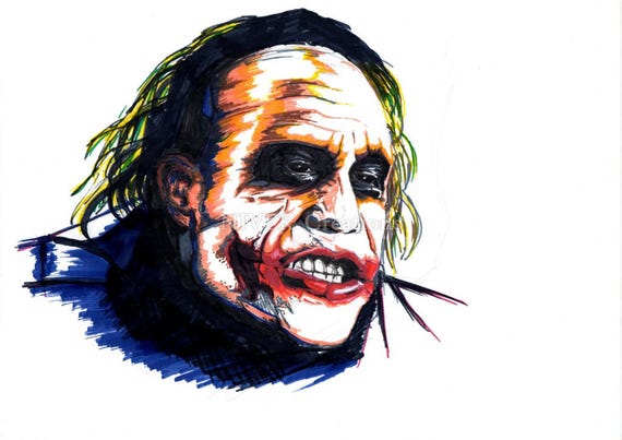 Why So Serious The Joker Heath Ledger The Dark Knight Batman Marker Sketch Print