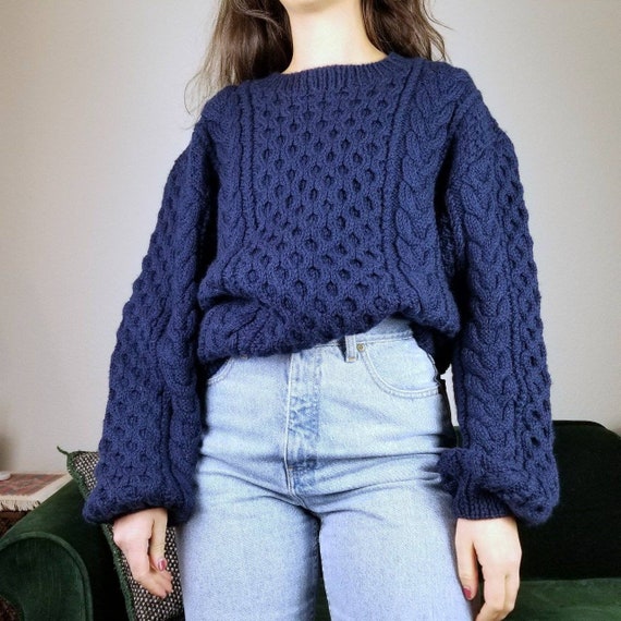 Handknit Navy Fisherman Sweater