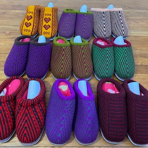 Hand Knit Slipper with Treaded Sole