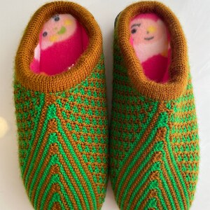 Hand Knit Slipper with Treaded Sole