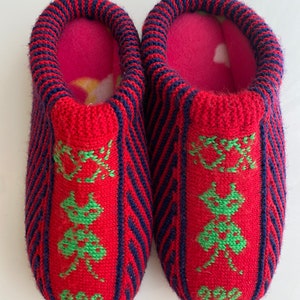 Hand Knit Slipper with Treaded Sole