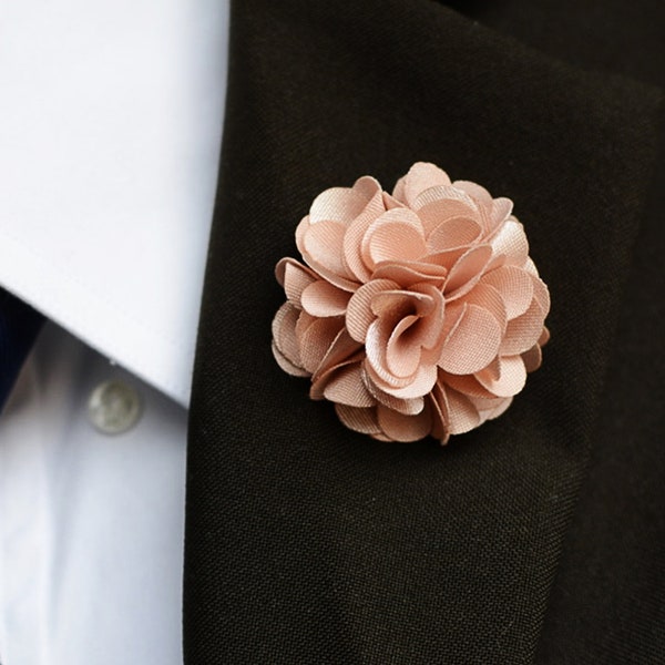 Champagne Peony Handmade Flower, Handcrafted Lapel Pin, Fashion Groom Boutonniere Brooches For Men Women Wedding Business Party Accessories